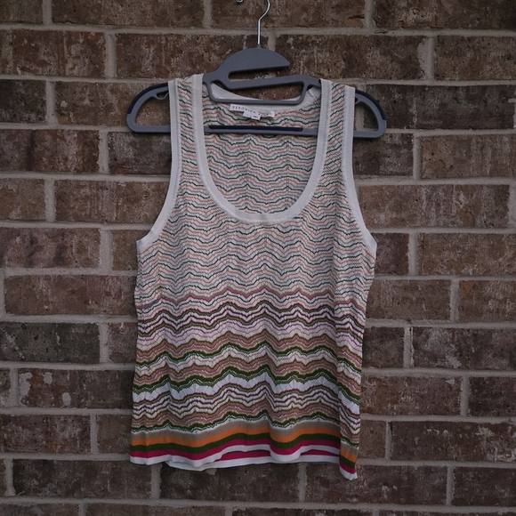 Veronica Beard Nabella Stripe Pointelle Sweater Tan - Picture 4 of 6